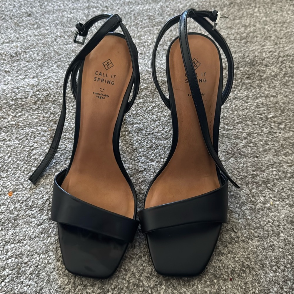 Call it Spring Black Heel Sandals with Clear Heel - Size 7 barely worn